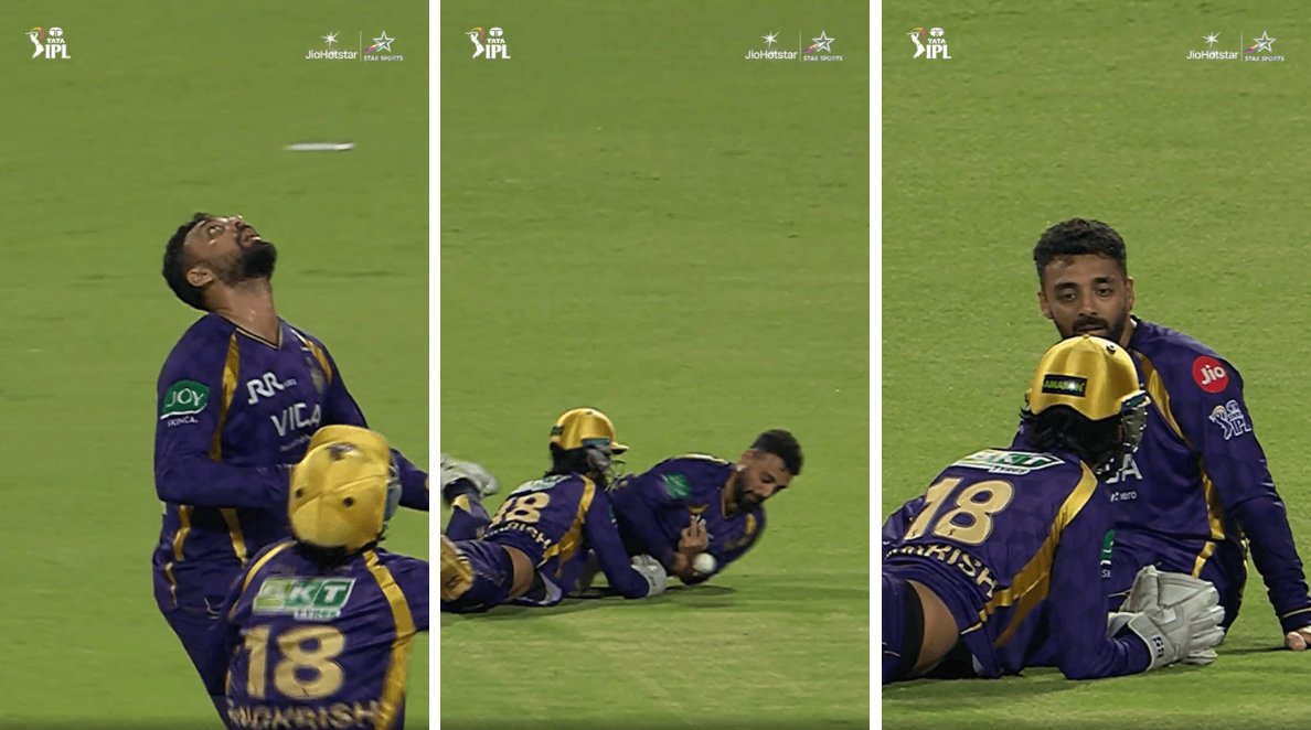 Varun Chakravarthy scolds Angkrish Raghuvanshi after bowler dropped ...